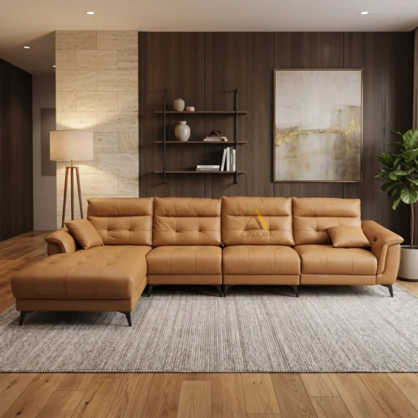 Sofa góc L Da Bò Adora Luxury