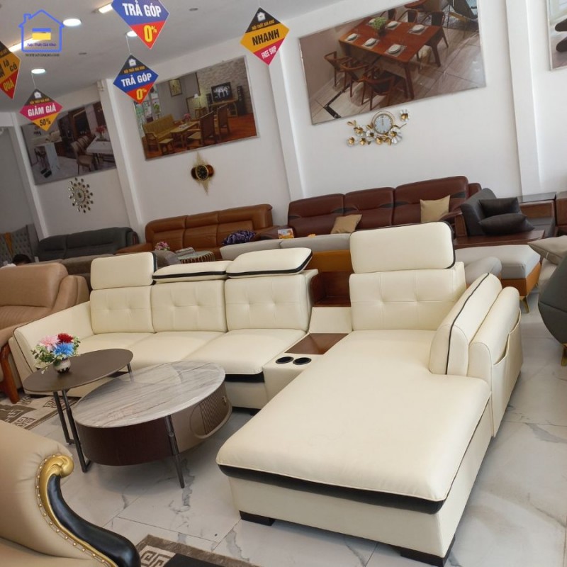 Sofa góc L bọc da cao cấp GL18