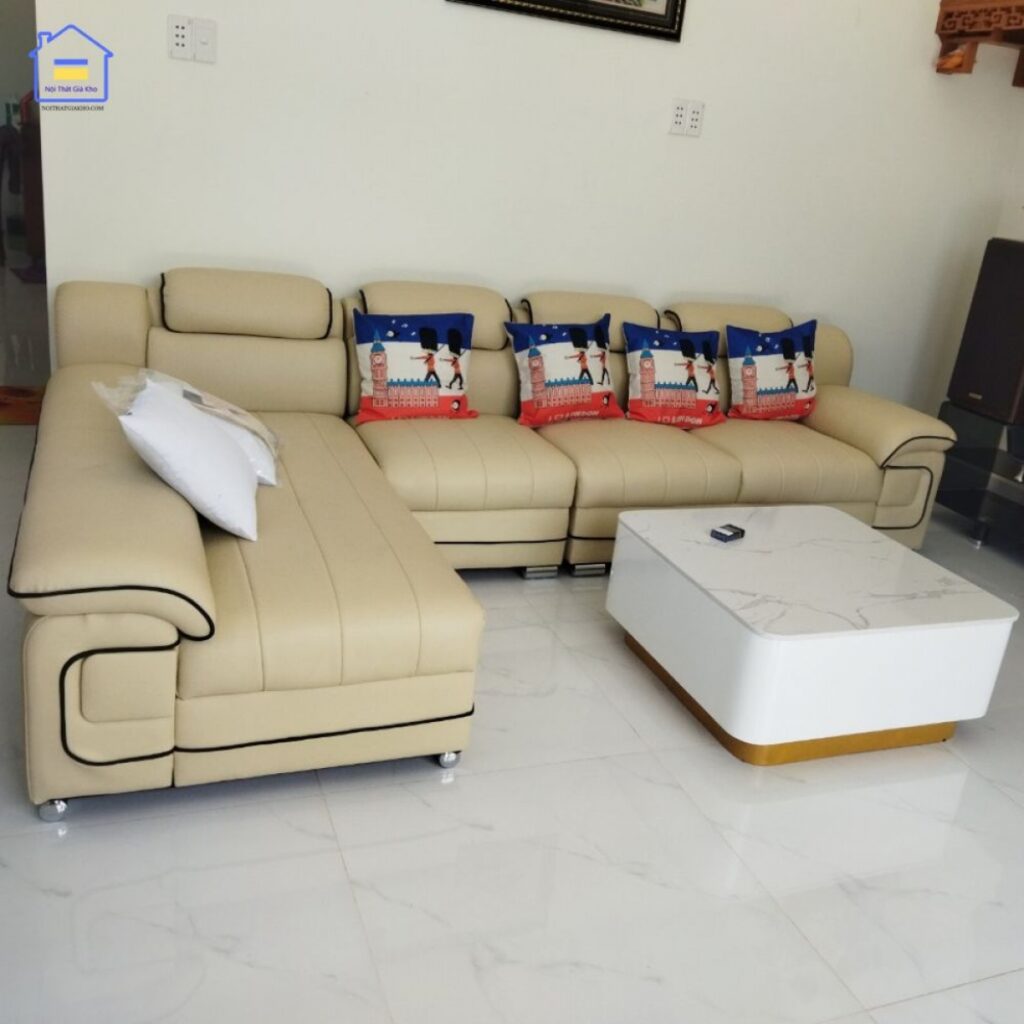 Sofa Góc L Bọc Da Cao Cấp GK35
