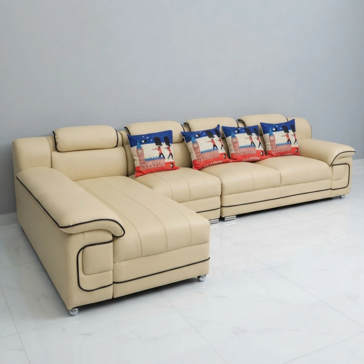Sofa Góc L Bọc Da Cao Cấp GK35