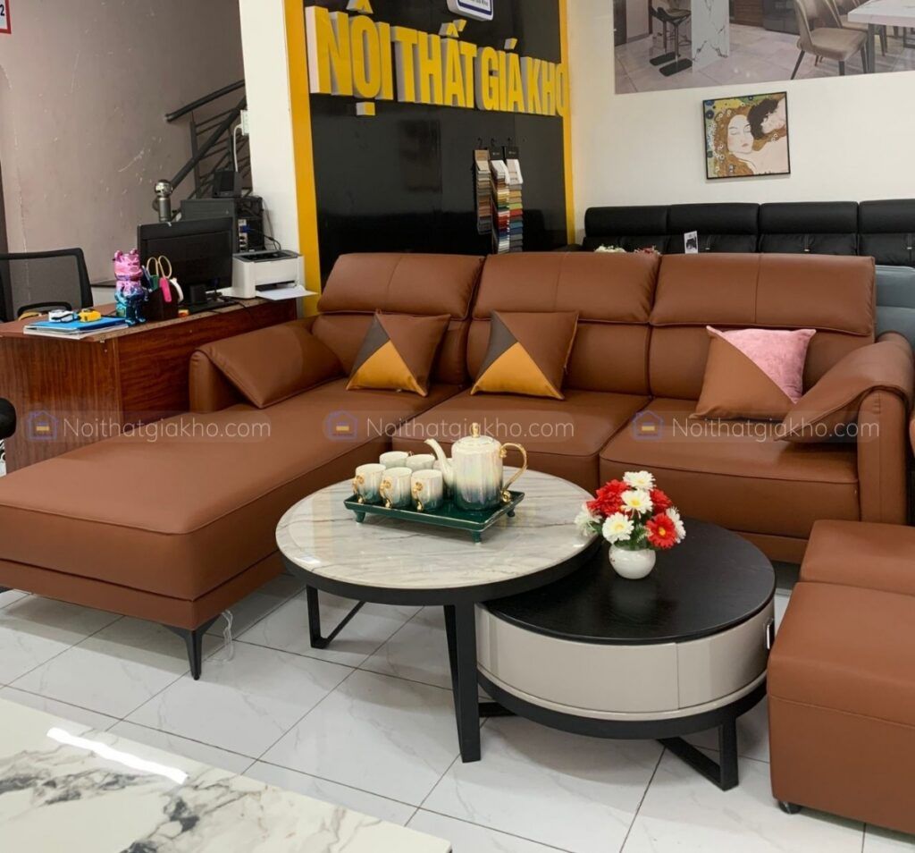 Sofa góc L bọc da Microfiber cao cấp