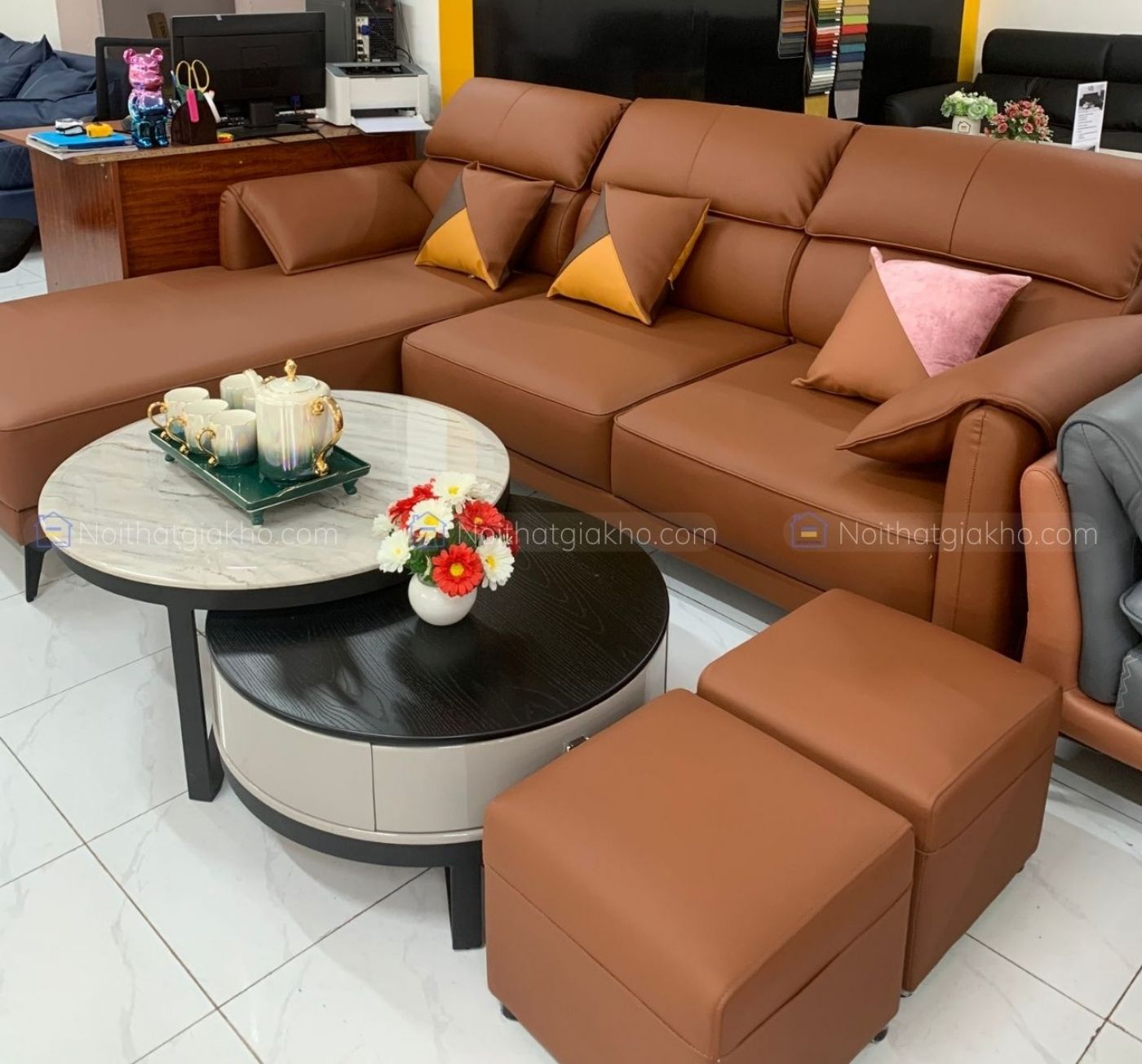 Sofa góc L bọc da Microfiber cao cấp