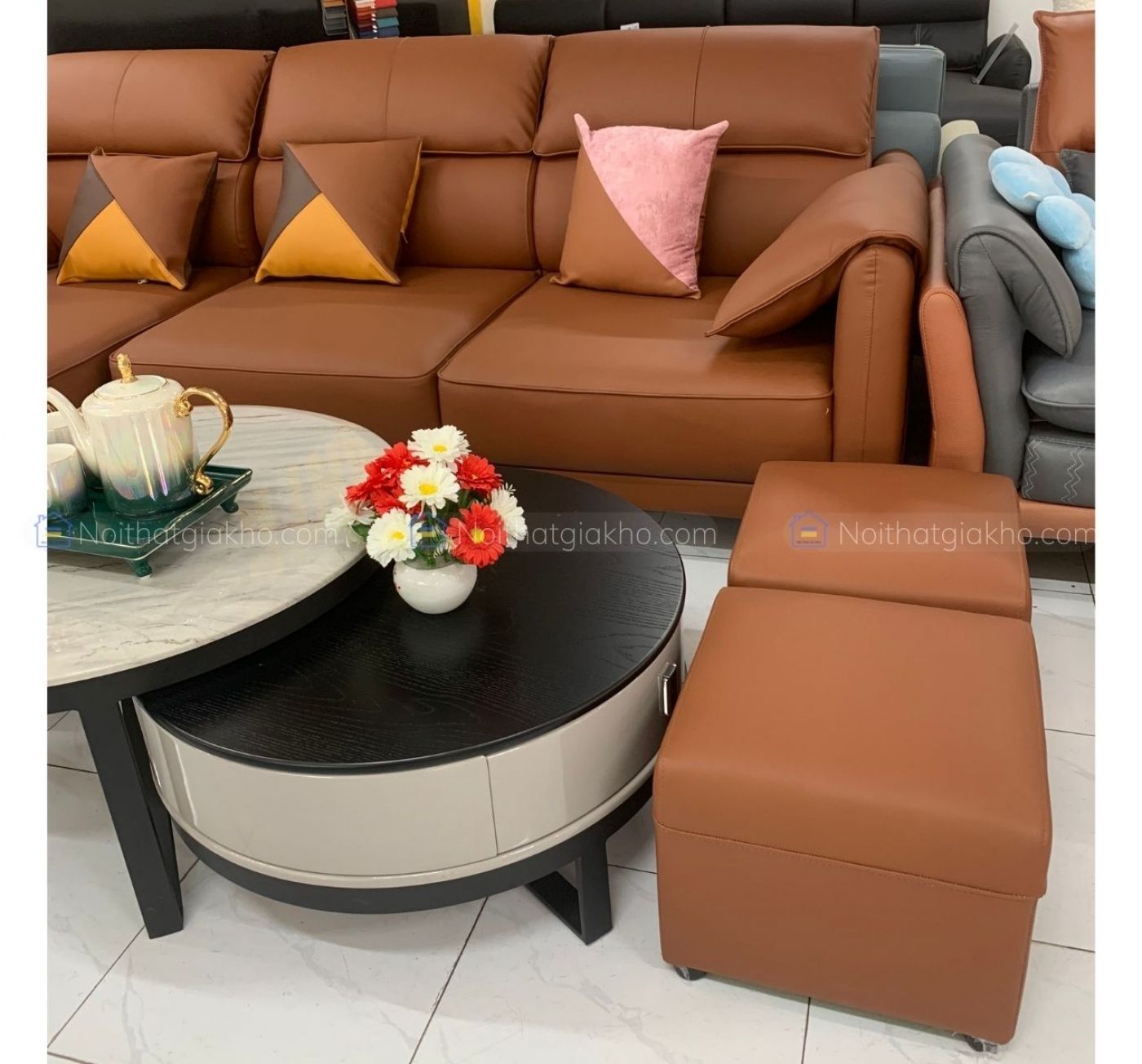 Sofa góc L bọc da Microfiber cao cấp