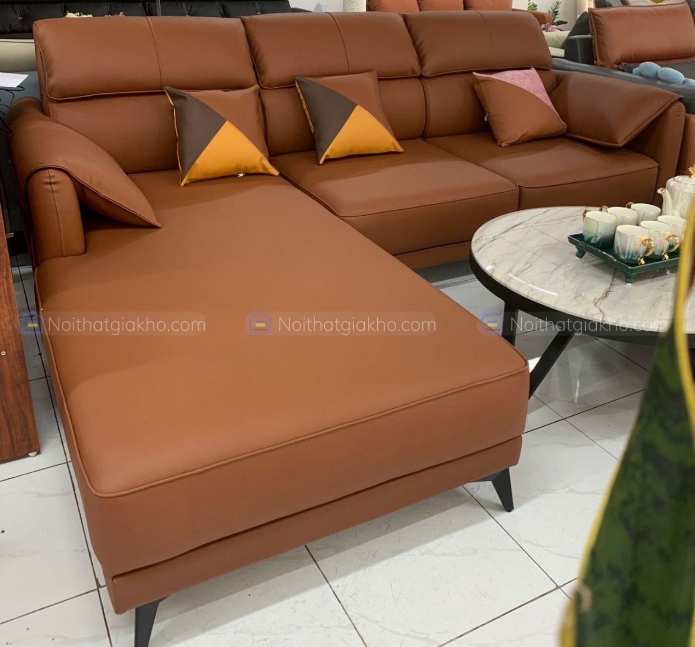 Sofa góc L bọc da Microfiber cao cấp