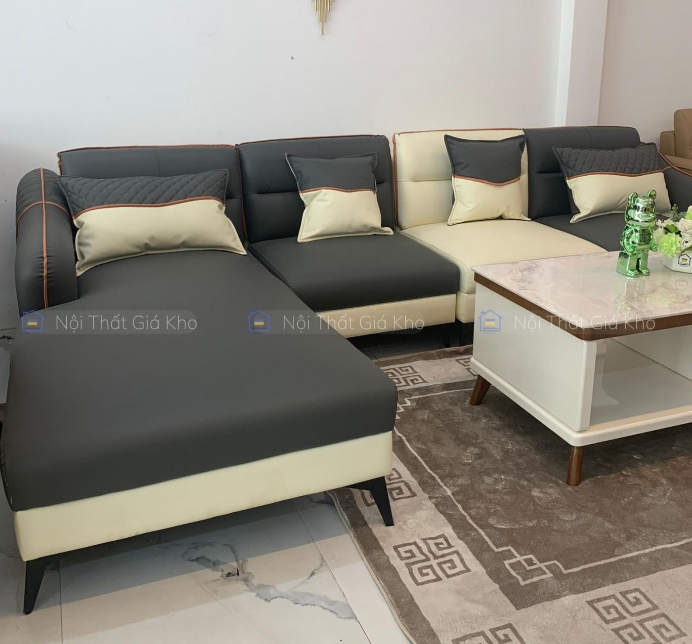 Sofa phòng khách góc L bọc da