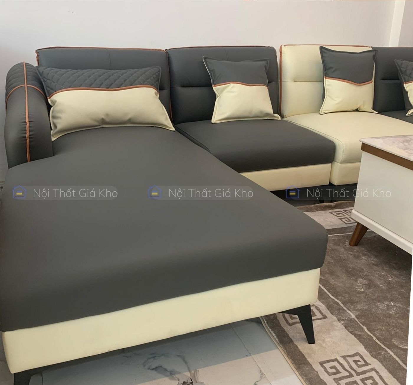 Sofa phòng khách góc L bọc da