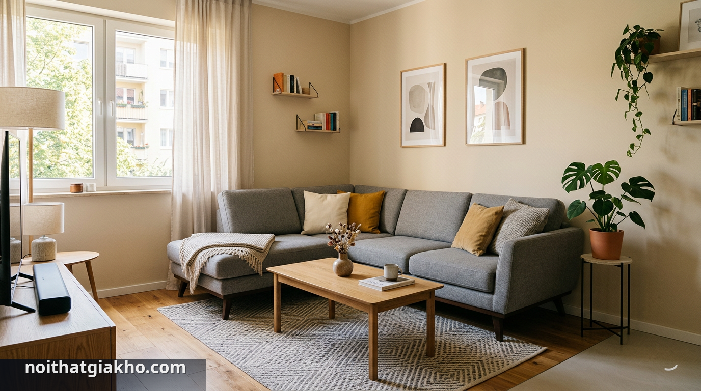 Kích thước sofa chữ L phù hợp với phòng khách chung cư 1 Sofa chữ L giúp tối ưu không gian sống hiện đại - kích thước sofa chữ L