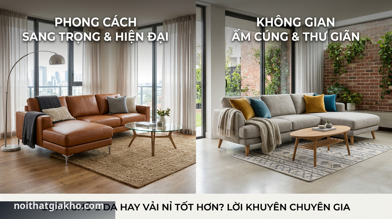 So sánh hai phong cách sofa chữ L da và sofa chữ L vải nỉ trong không gian thực tế - sofa chữ L da, sofa chữ L vải nỉ, so sánh chất liệu sofa
