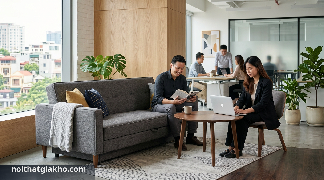 Sofa giường văn phòng: Có nên đầu tư cho không gian làm việc? 1 Sofa giường văn phòng giúp tối ưu không gian làm việc đa năng - sofa giường văn phòng