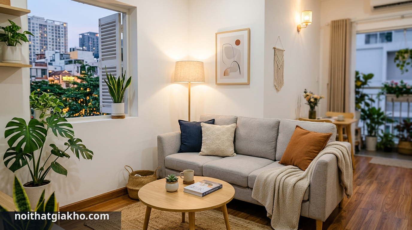 Sofa băng nhỏ gọn TPHCM làm bừng sáng không gian căn hộ. - sofa băng cho căn hộ nhỏ