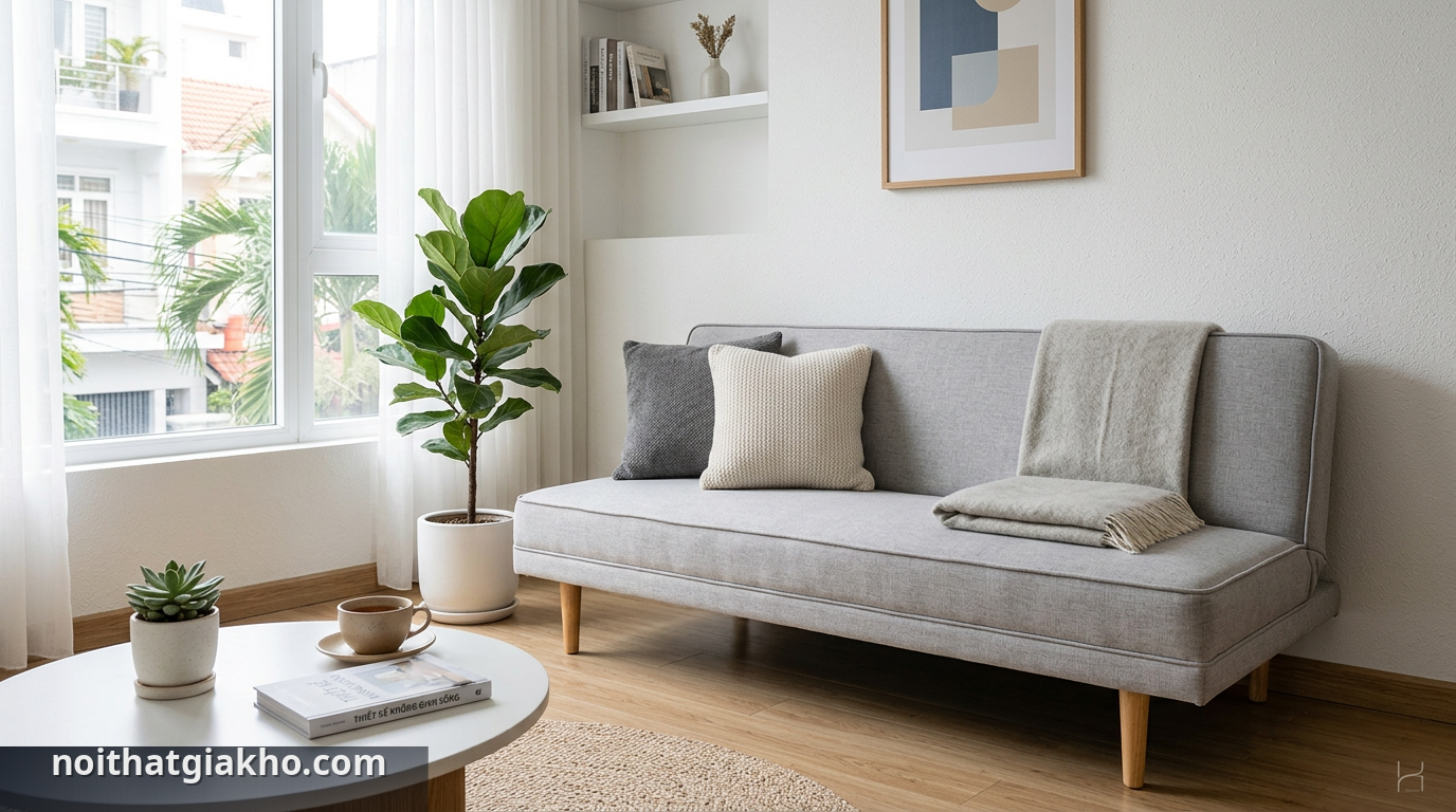 Mẫu sofa băng hiện đại tối giản với tông màu trung tính - xu hướng sofa băng