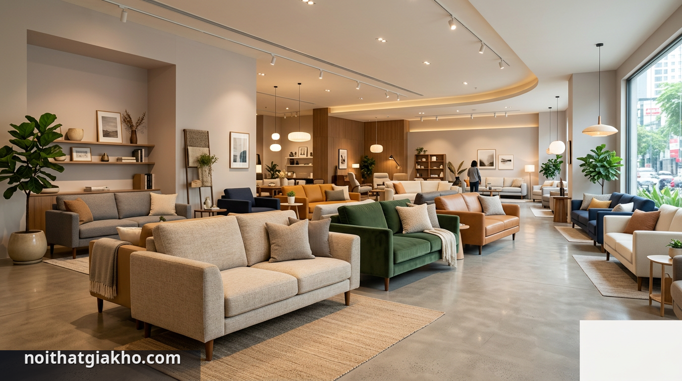 Showroom nội thất trưng bày đa dạng sofa băng chất lượng - địa chỉ mua sofa băng TPHCM