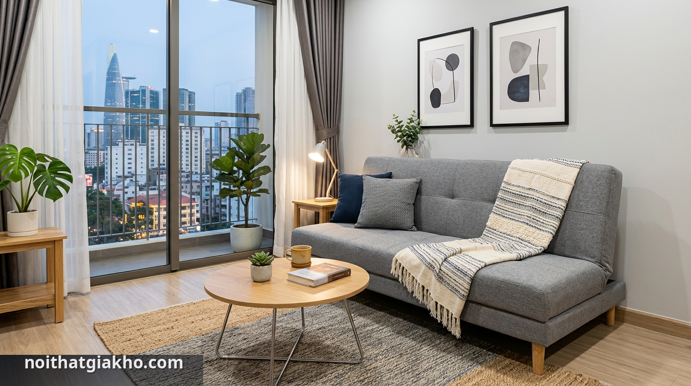 Sofa giường hiện đại tối ưu không gian căn hộ TPHCM - mua sofa giường TPHCM