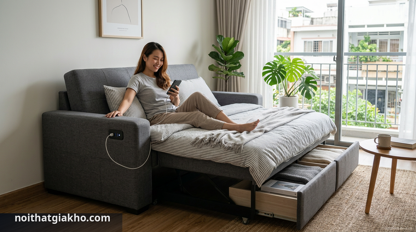 Sofa giường thông minh mang đến giải pháp đa năng cho không gian hiện đại - tính năng sofa giường thông minh