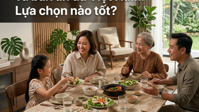 Bàn ăn đá nhập khẩu và bàn ăn đá Việt Nam: Lựa chọn nào tốt?