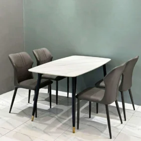 Bàn ăn mặt đá ceramic chân côn