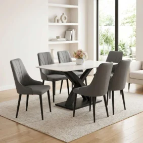 Báo giá Nội thất Giá kho Xã Đốc Binh Kiều, Đồng Tháp | nhiều ưu đãi 23 Bàn ăn mặt đá ceramic chân X cong Adora Pamper