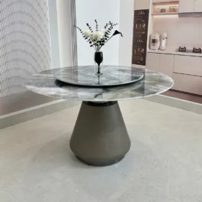 Bàn ăn tròn mặt đá vi tinh thể BAK39
