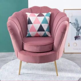Ghế sofa đơn vỏ sò chân sắt mạ vàng