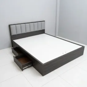 Giường gỗ MDF bọc nệm có hộc kéo