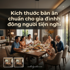 Kích thước bàn ăn chuẩn cho gia đình đông người tiện nghi