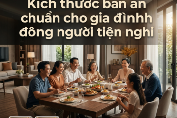 Kích thước bàn ăn chuẩn cho gia đình đông người tiện nghi