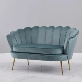 Sofa băng phòng khách vỏ sò chân sắt mạ vàng
