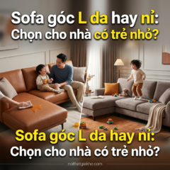 Sofa góc L da hay nỉ: Chọn cho nhà có trẻ nhỏ?